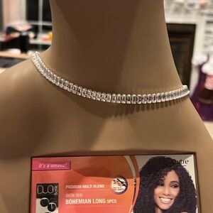 Forever 21 Silver Crystal Tennis Choker Necklace
